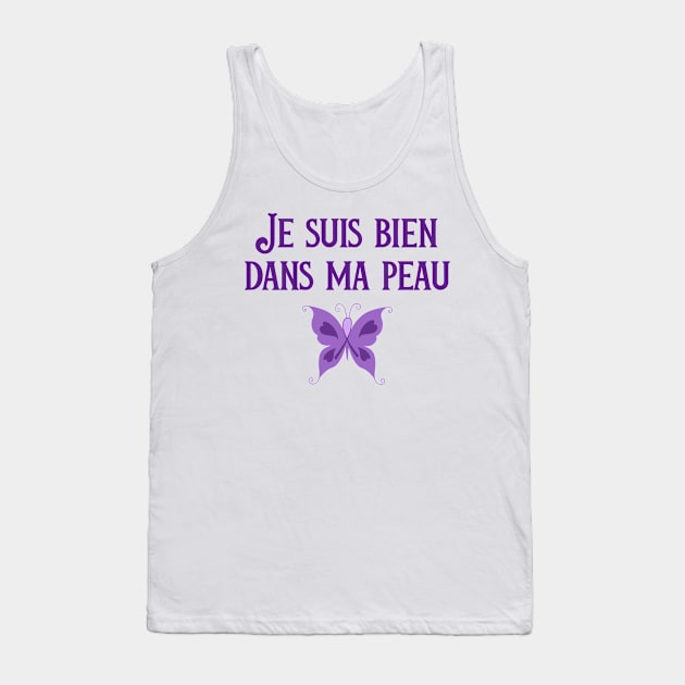 Inspirational Recovery Gift French Purple Ribbon Eating Disorder Gift Tank Top by InnerMagic